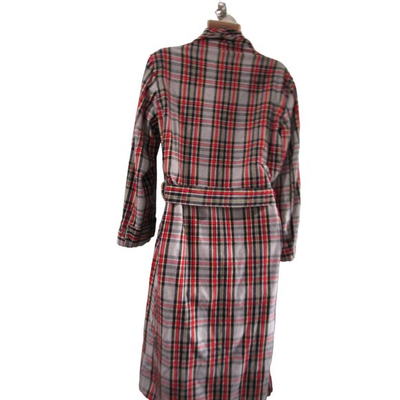 Vintage 1940s Sears Pilgrim Plaid Robe Mens M Cozy Wool Flannel Snap On Belt GUC - Picture 16 of 16